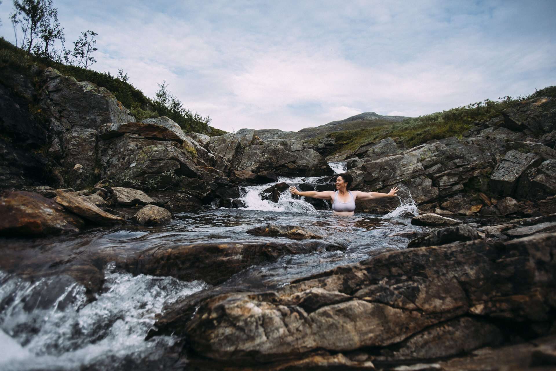 kallbad i fjällbäck i ullådalen